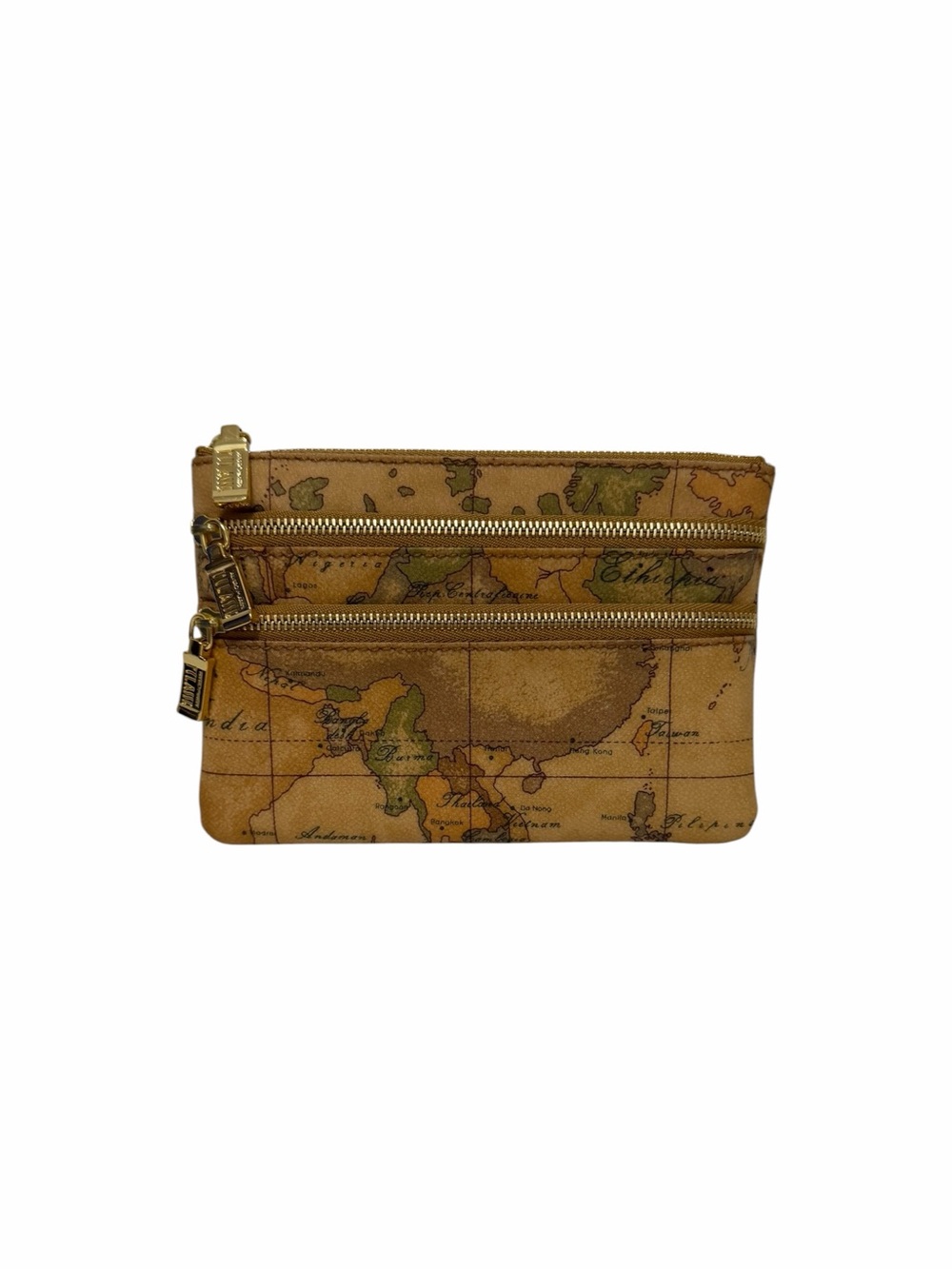 Alviero Martini Tan Map Leather Wallet